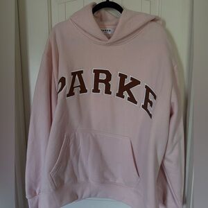 PARKE Pink Hoodie with Brown Lettering